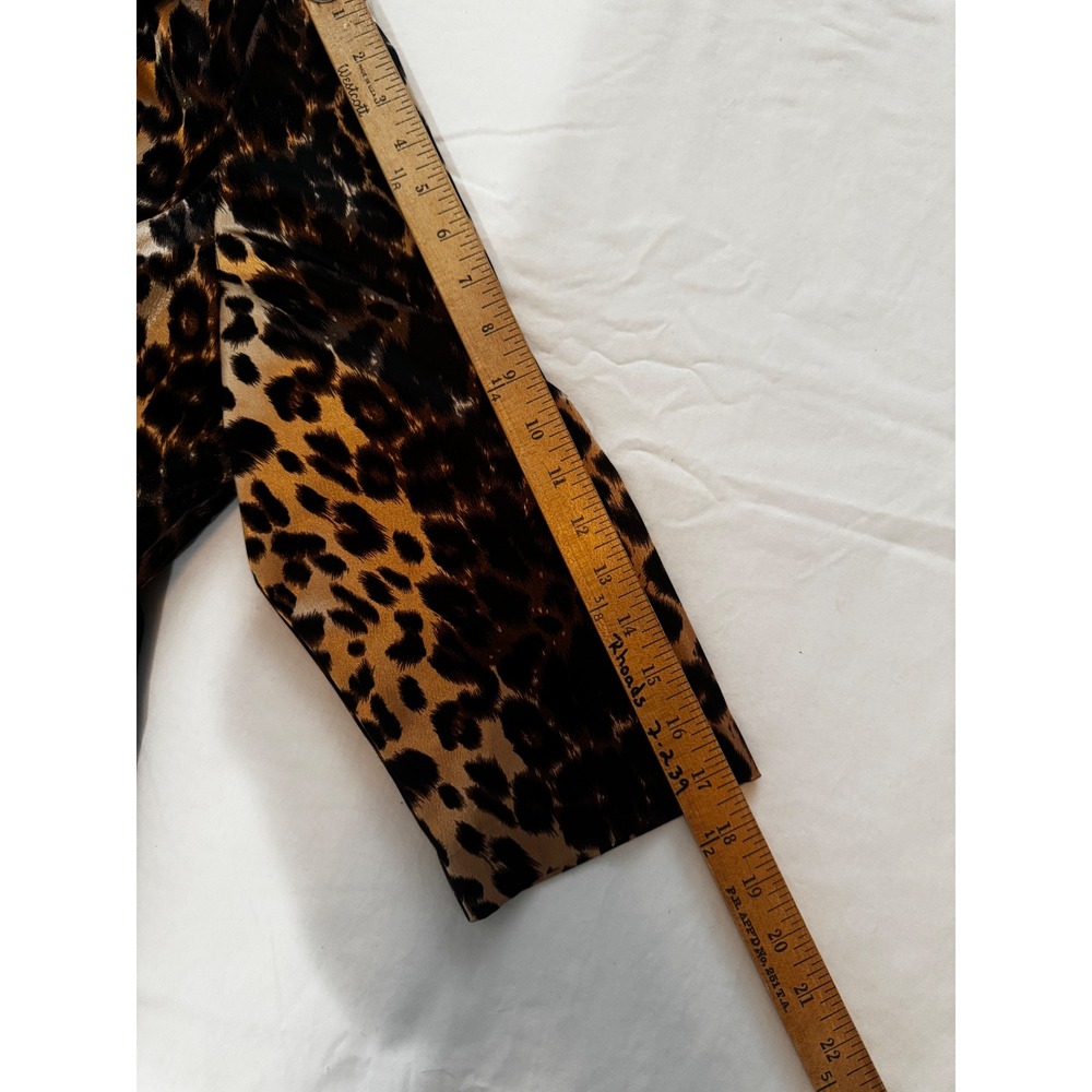 Vintage 90s Y2K Alex Evenings Glam Mob Wife Leopard Print Ruffle Jacket Set L - Picture 6 of 8